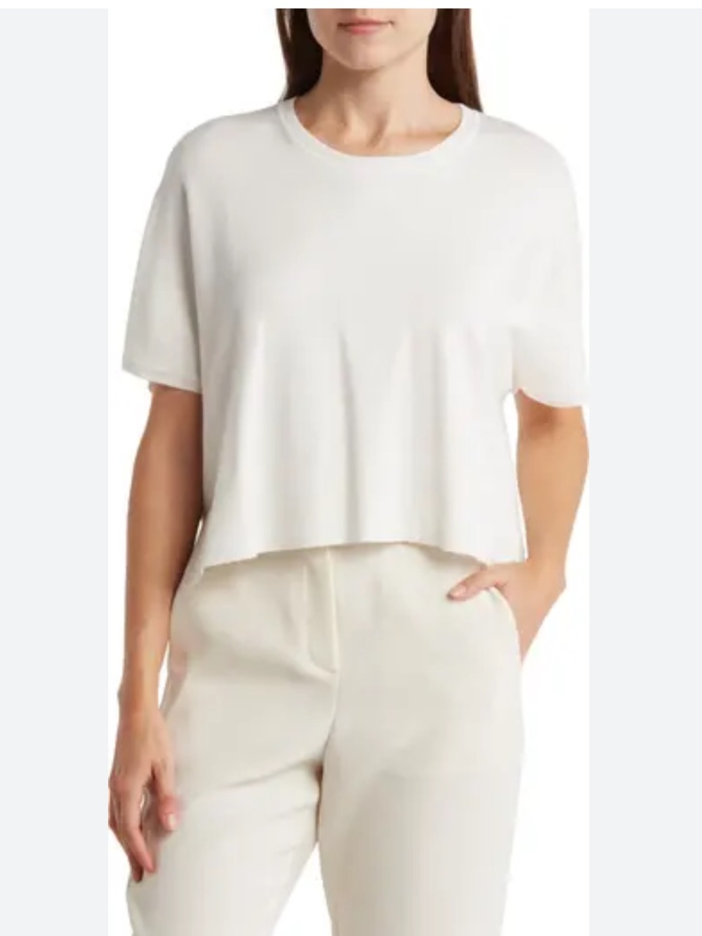 Splendid White Short-Sleeve Crew Pullover